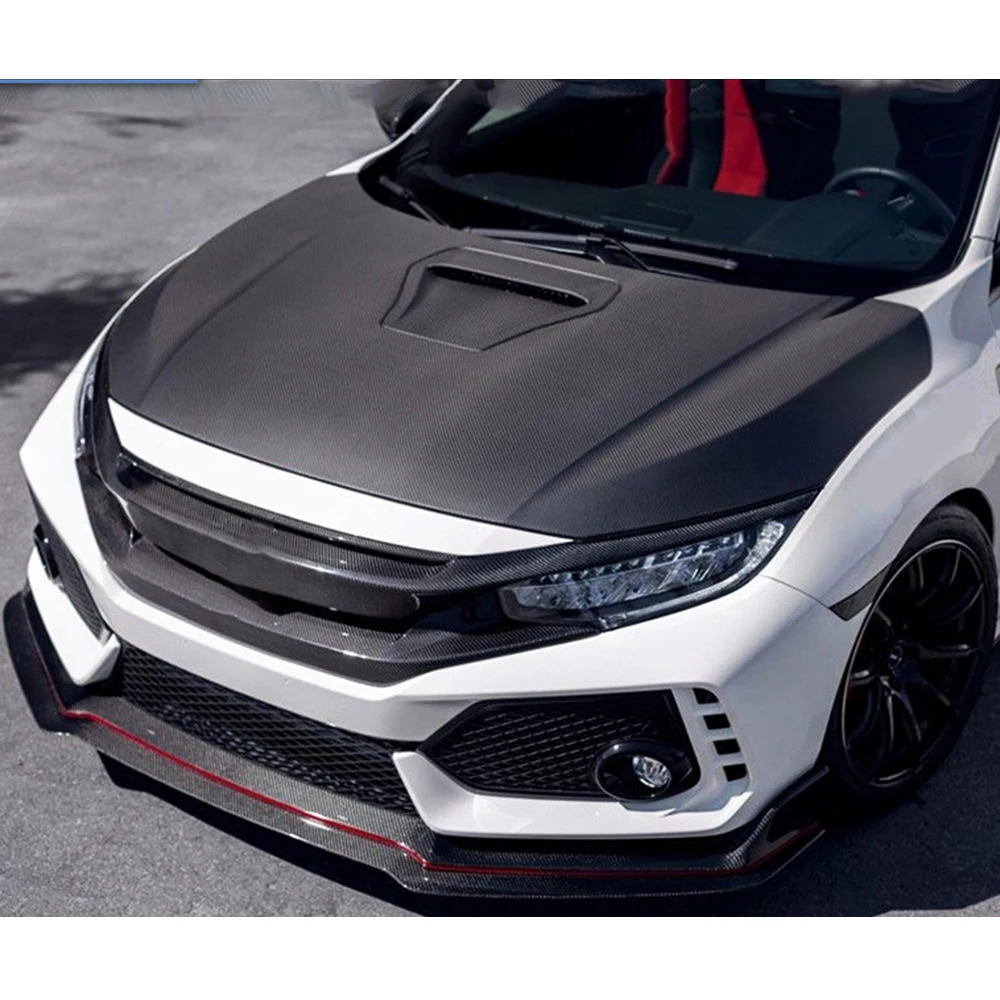 Custom Carbon Fiber Car Hood Bonnet Vent For Honda Civic Hatchback Fc1 Typer R 10th