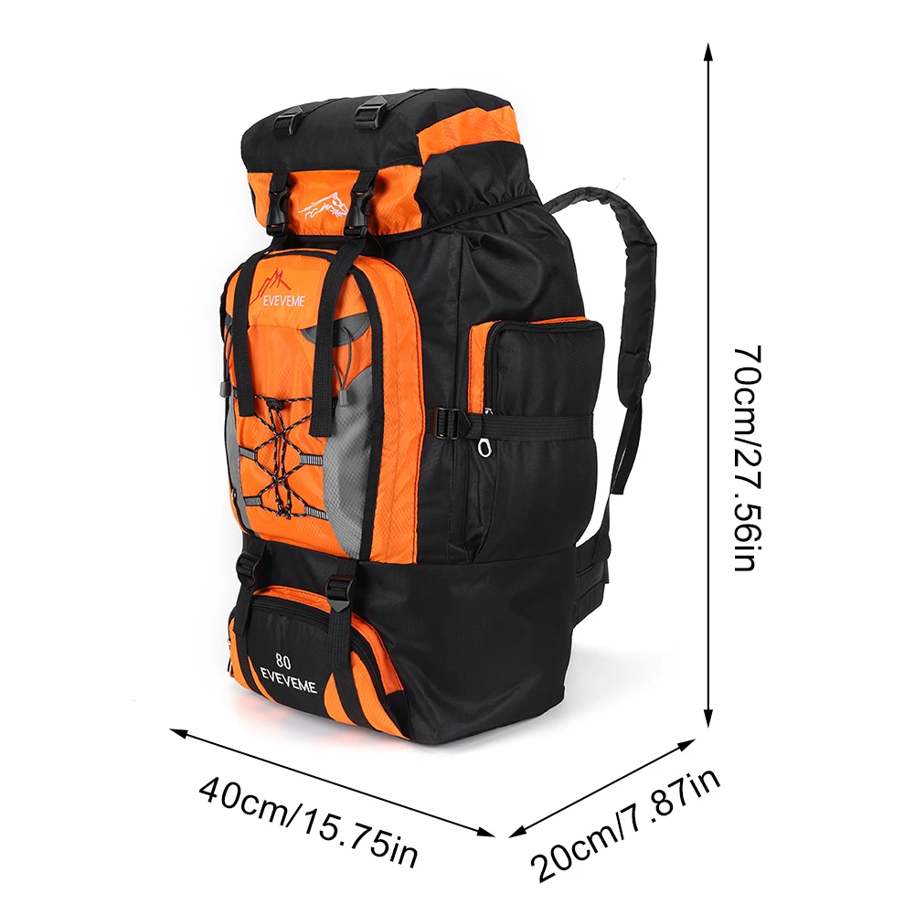 80L Mountaineering Backpack Large Capacity Trekking Backpack Adjustable Strap Mountain Climbing Rucksack for Outdoor Sports