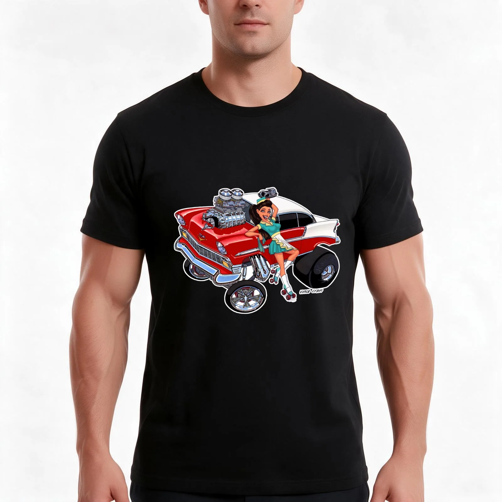 Vince Crain High Octane 1956 Gasser Old School T-Shirt, Summer Casual Cotton Tee, Oversized Streetwear Tops, Unisex Men Women