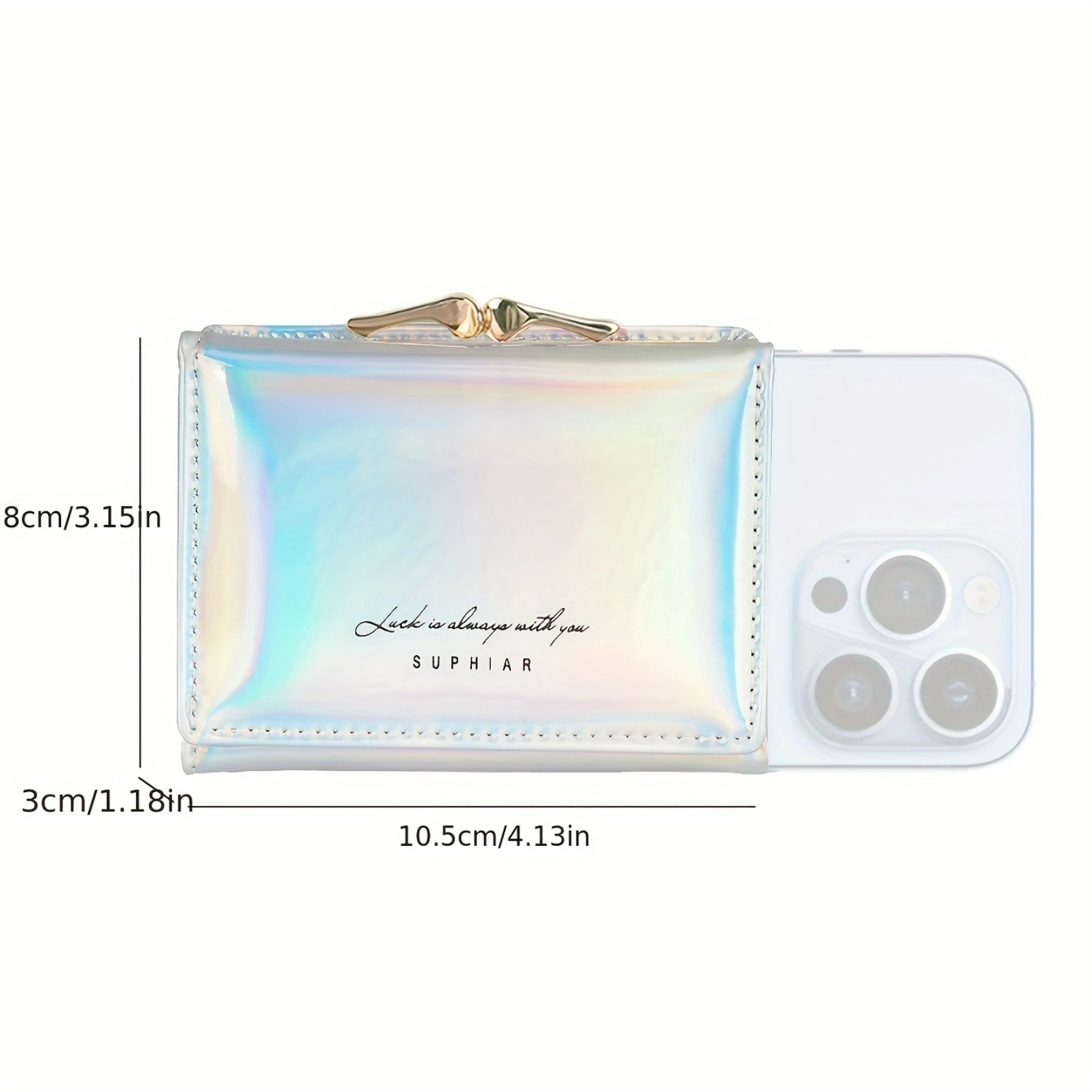 Shiny Tri-fold Wallet Clutch - Stylish Casual Card Holder with Secure Hasp Closure, Coin Pouch & Multi-Card Slots - Compact, Per