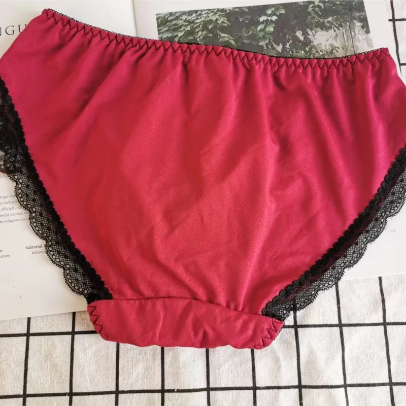 Japanese Lolita Style Male Underwear Men's Lace Embroidery Convex Pouch Briefs Crossdress Sissy Lingerie Sweet Bow Panties