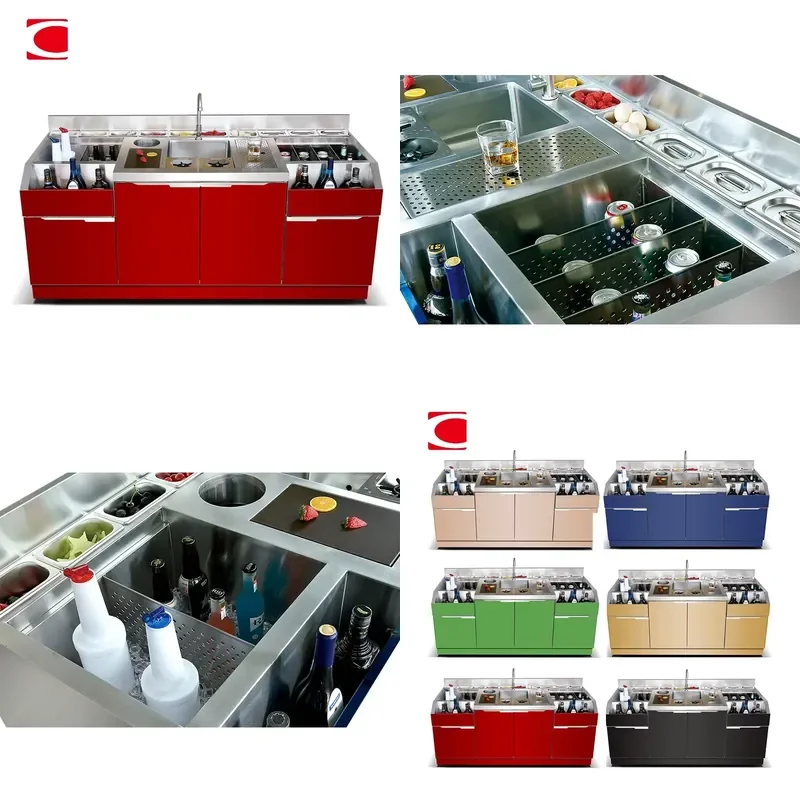 for Commercial Cocktail Bar Station 304 Stainless Steel Bartender Workstation High Quality Bar Equipment for Bartenders