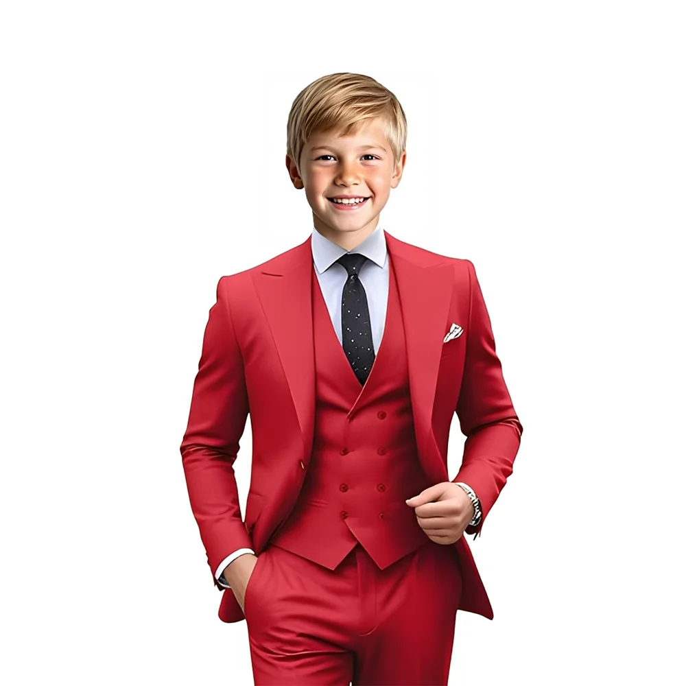 

Boys Wedding Suit 3-piece Collar color Matching Elegant Little Gentleman Custom Slim fit Birthday Party Tuxedo Boys