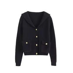 2024 autunno nuovo stile moda donna Navy Leader Qianjin Sensation College piccolo cappotto Cardigan lavorato a maglia profumato