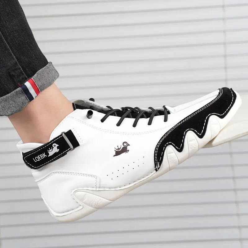 Men's Ankle Boots Winter 2023 Men High Top Sneakers Outdoor Lace-Up Casual Leather Shoes Fashion Loafers Luxury Motorcycle Boots