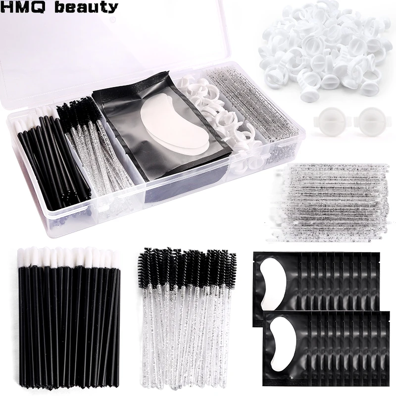 236Pc Eyelash Extension Set With Box Disposable Mascara Applicator Eyebrow brush Micro brush Tape Glue ring Eye Pad eyelash Tool