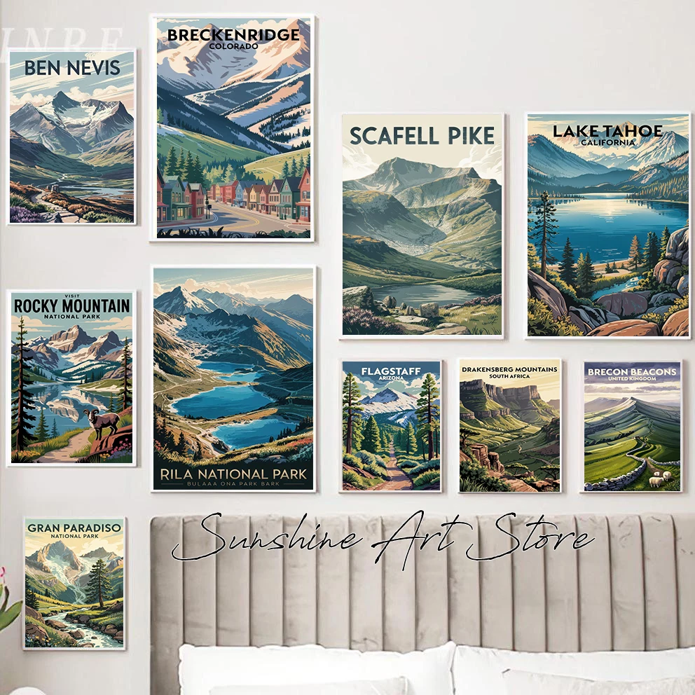 England Italy Scotland Germany National Park Mountain Beautiful Landscape Nature Art Poster Canvas Painting Wall Pictures Decor
