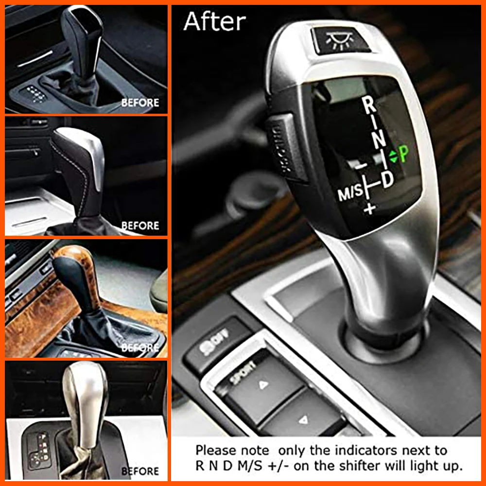 Carro LED engrenagem Shift Knob cabeça, alavanca automática Shifter, BMW E90, E60, E46, E38, E39, E92, E91, E61, E87, E93, E83, E85, E82, E81, e89,