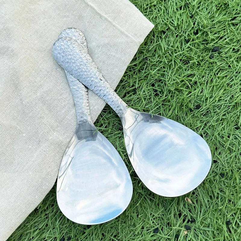 Stainless Steel Hammer Patterned Large Rice Spoon Cafeteria Restaurant Self-Service Cutlery Household Non-stick Rice Shovel
