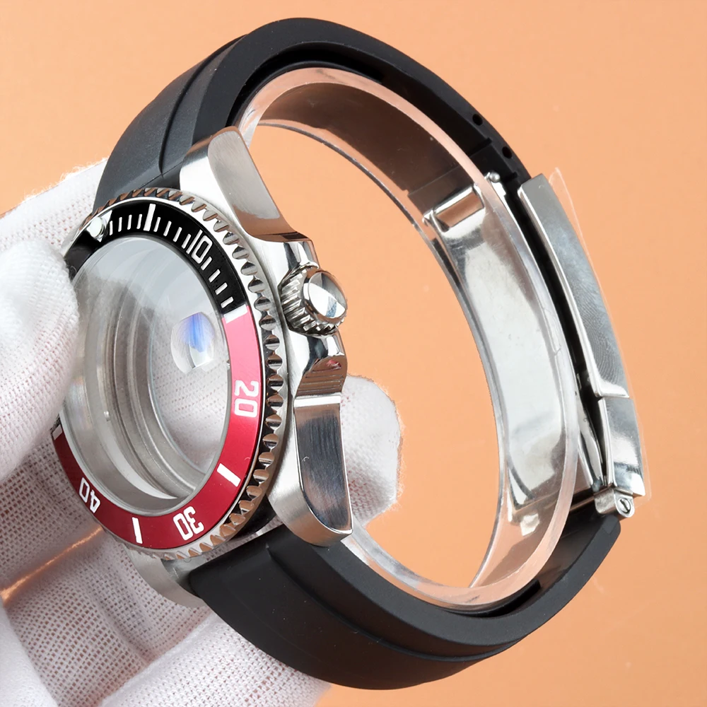 40 مللي متر NH35 السيراميك إدراج حالة 316L الصلب الياقوت الزجاج 10ATM مطاط مقاوم للمياه حزام ل NH35 NH34 NH36 NH38 حركة الفرعية