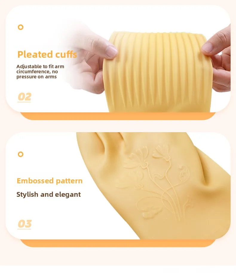 قفازات Thiened المطاطية Diwaing للنساء المطبخ الغسيل المنزلي Durabili قفازات مقاومة للماء باللون الأحمر الشرقي