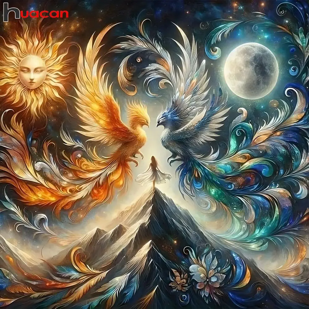 Huacan 5D Diamond Painting New Arrivals Phoenix Fantasy Embroidery Mosaic Animal Landscape Home Decor