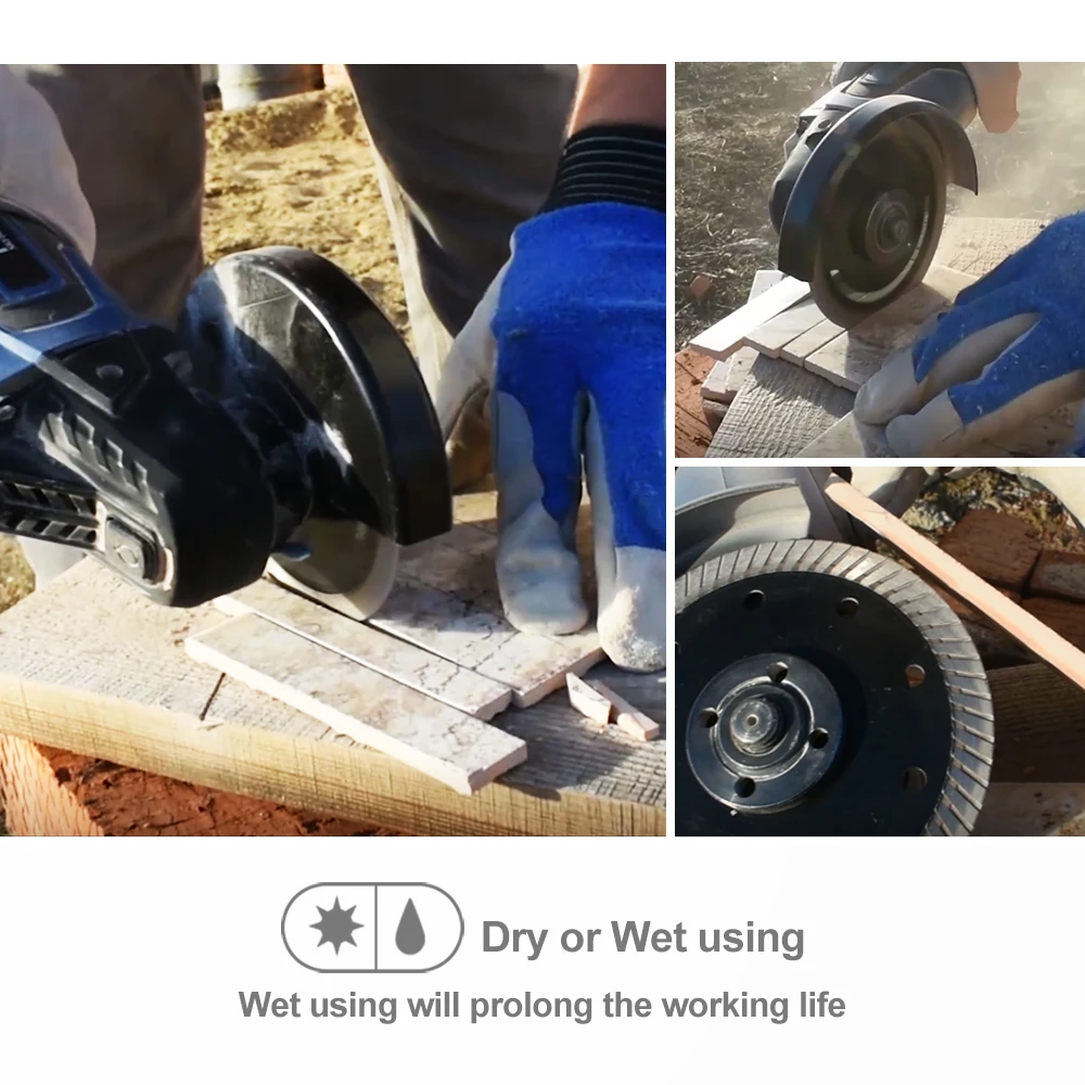 DIATOOL 5pcs 5 Inches Superthin Turbo discs with 10mm segment height for Cutting Hard Material Ceramic Tile Granite