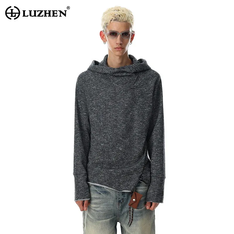 LUZHEN 2026 Autumn New Stylish Asymmetric Hem Design Hoodies Pullover Men's Stylish Handsome Original Casual Sweatshirt JY8354