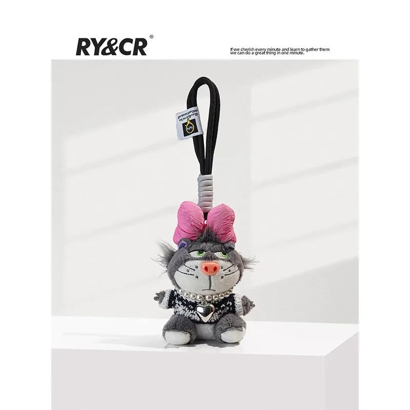 Blue bow Lucifer cat bag schoolbag pendant girl plush doll doll key chain pendant phone charm strap