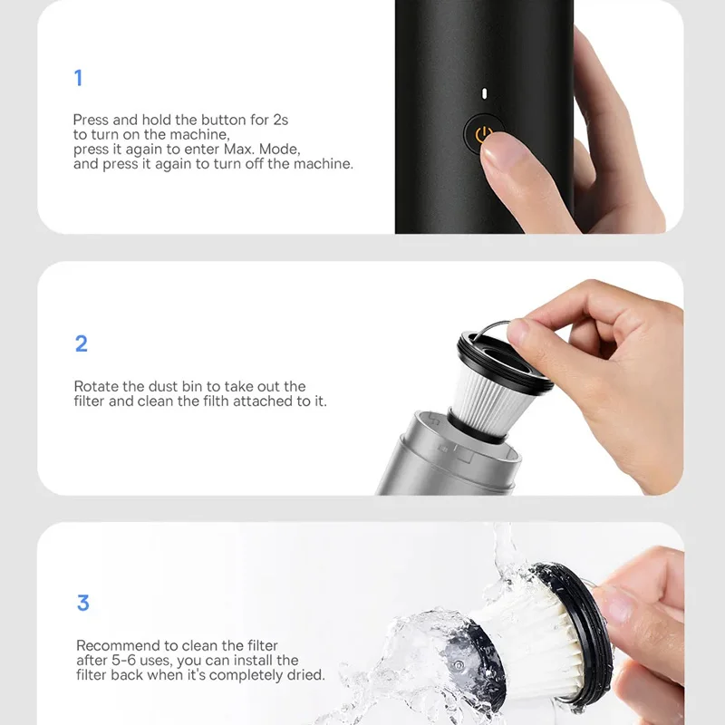 Xiaomi Youpin 12000Pa Car Vacuum Cleaner Air Pump Wireless Dust Catcher Household Handheld Portable wireless cleaner Air Pump