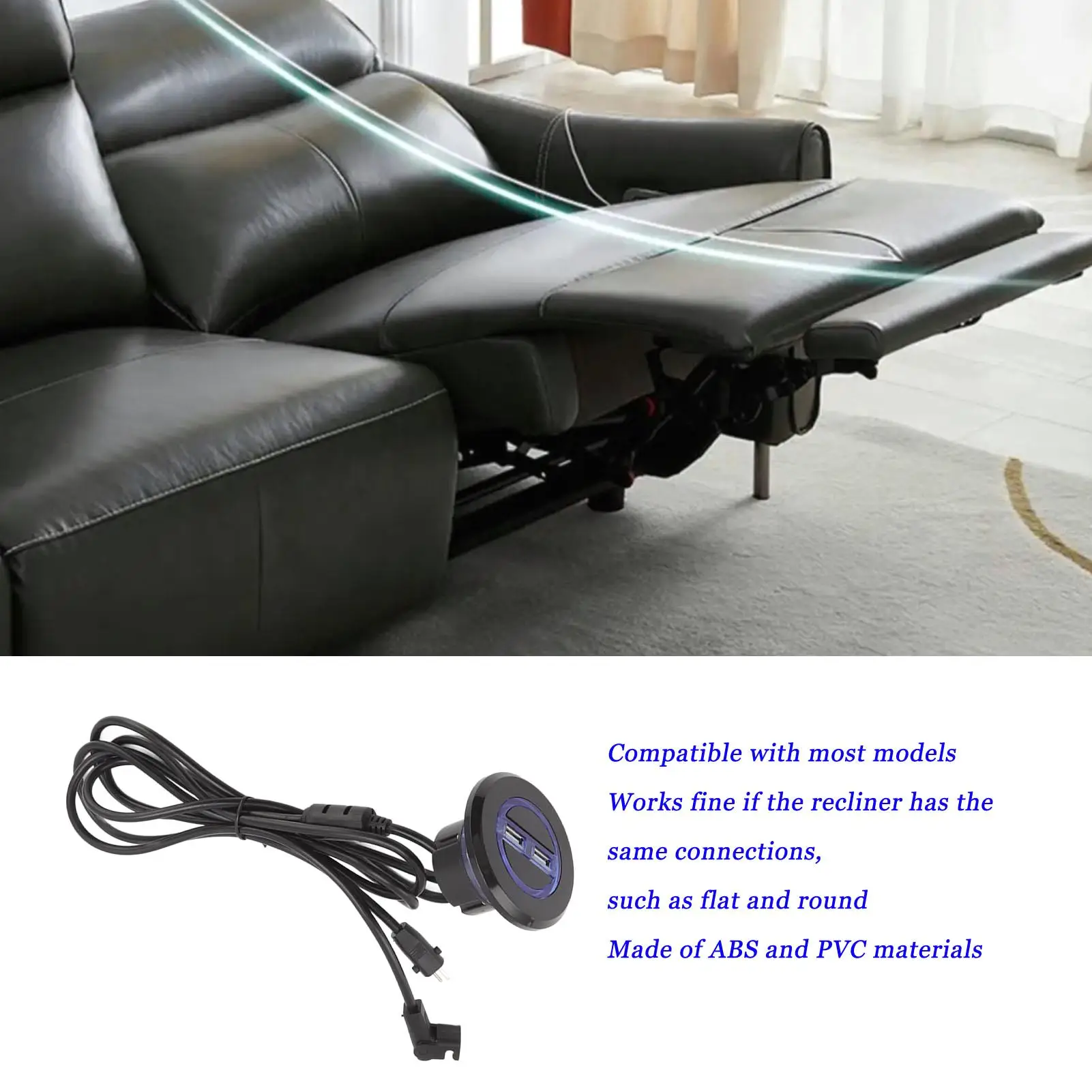 Electric Sofa Recliner Hand Controller, Wheelchair Lightweight 2 USB Port US Plug 100-240V - For diy Friendly