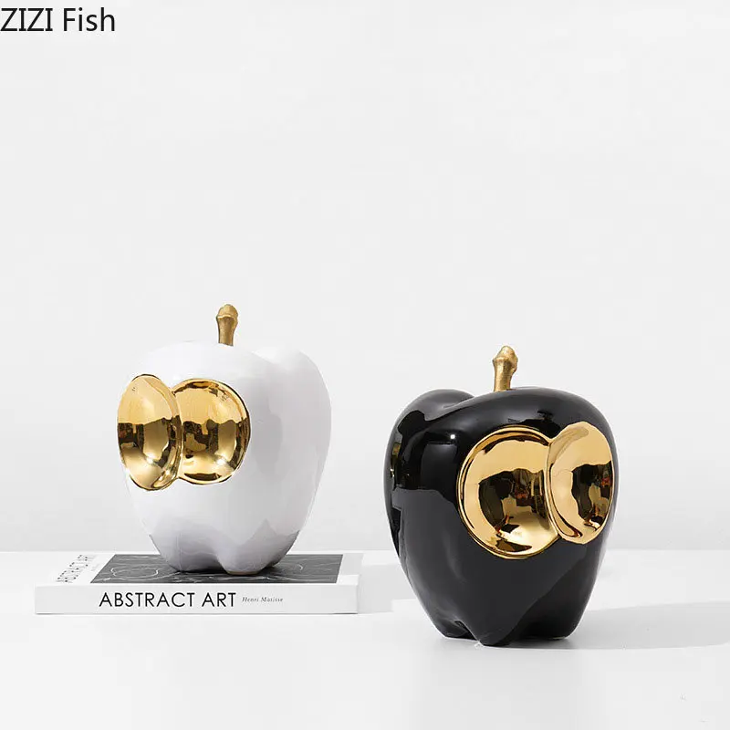 

Gold Plated Ceramic Apples Statue Living Room Decoration Simulation Apple Crafts Ornaments Room Aesthetics Decor Furnishings