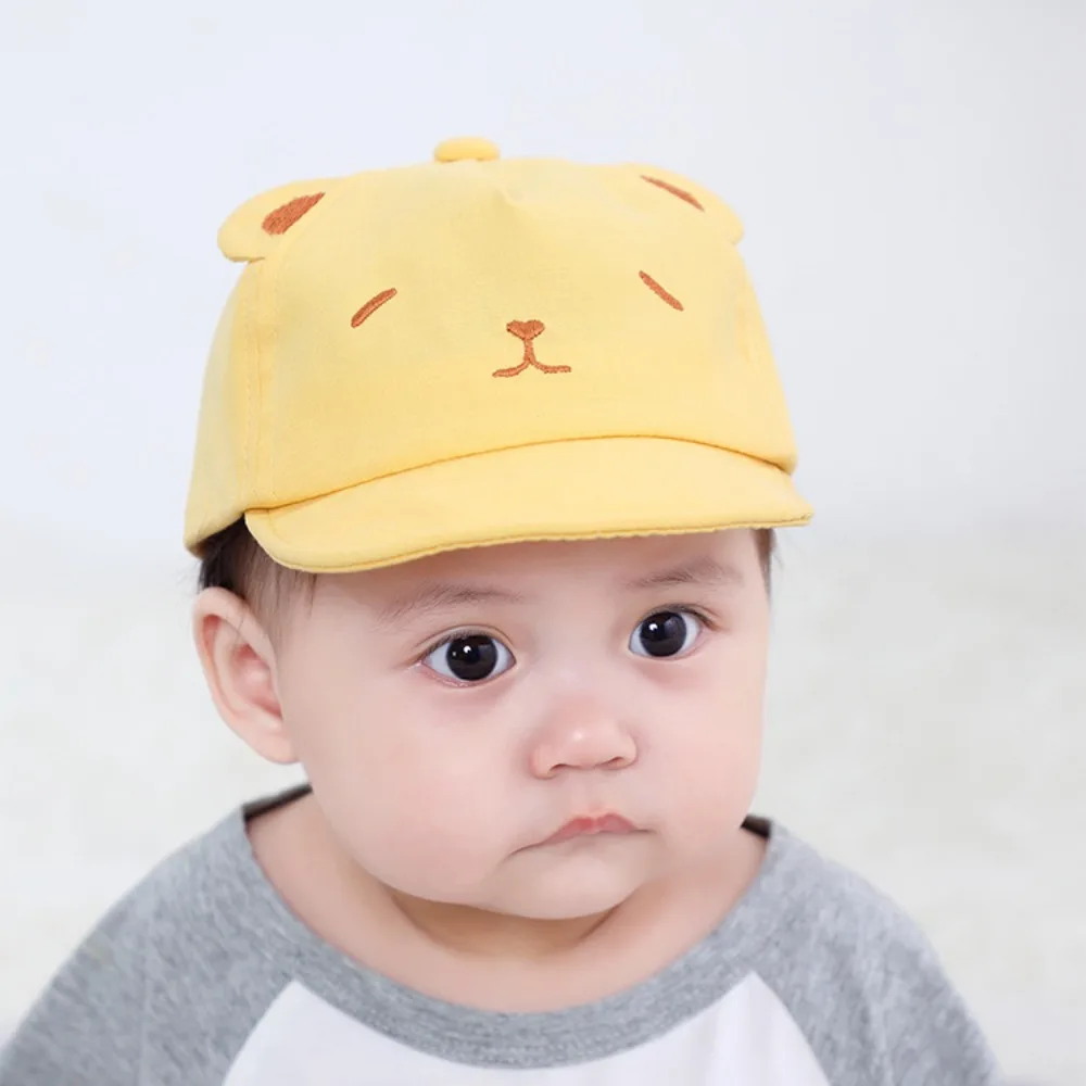 New Cartoon Embroidered Embroidered Bear Baby Hat Cute Short Eave Children's Soft Cap Breathable Babies Sun Protection Cap