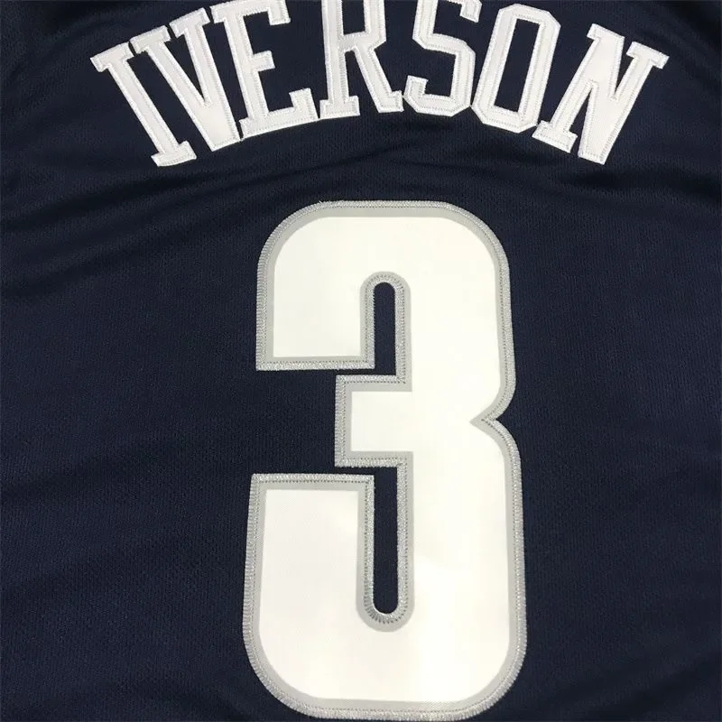 Basketball Jersey  Shirt Men 3 Iverson Georgetown Hoyas Athletic Sports Embroidery High Street Hip Hop Breathable Sportswear