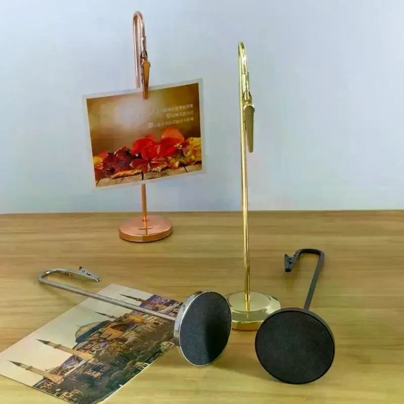 Romantic Metal Place Card Holder Non-Slip Base Memo Clip Holder Sturdy Construction Photo Clip Stand Wedding Supplies