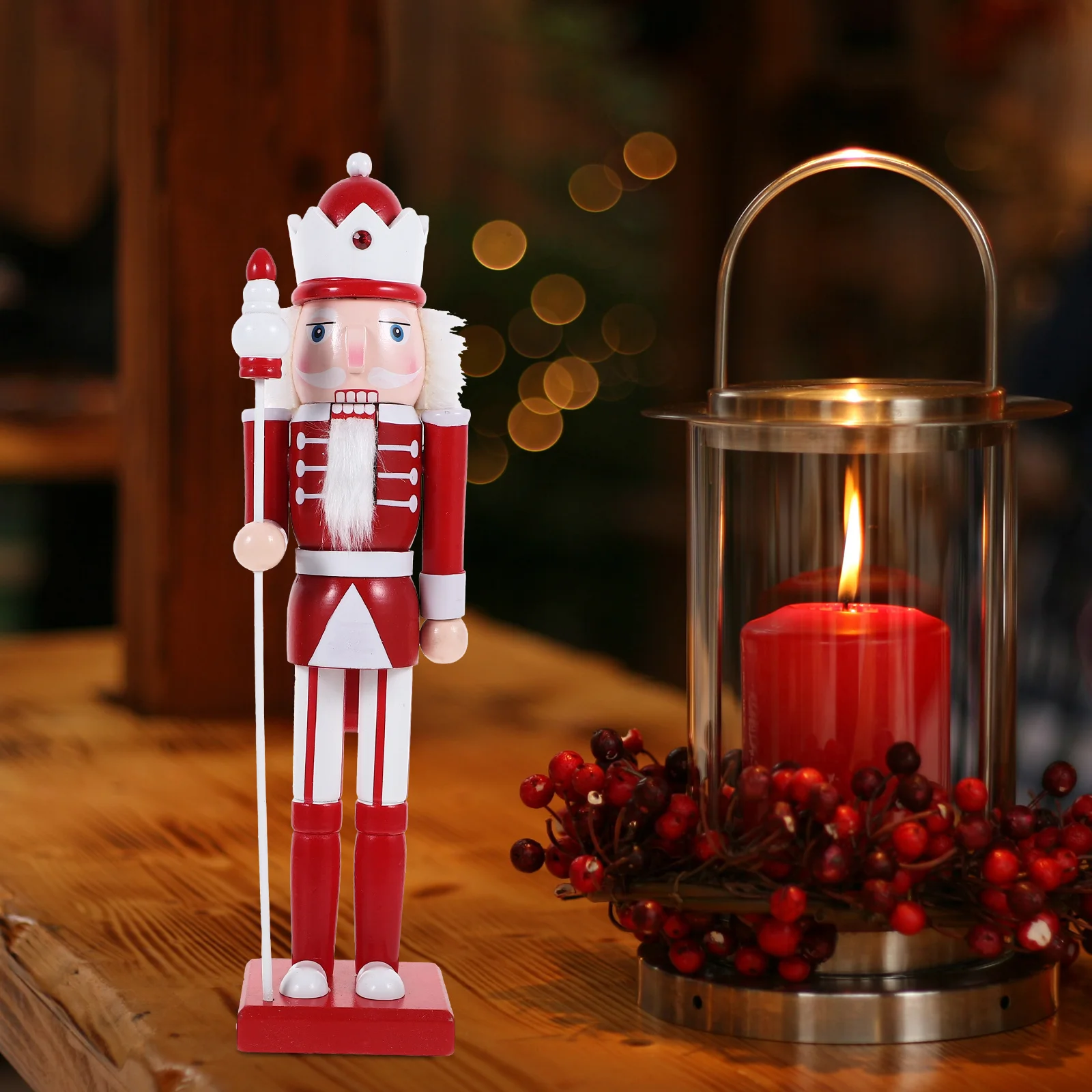 

1pc Small Wooden Nutcracker Xmas Decor For Tabletop Desktop Holiday Party Christmas Ornament Indoor Festival Display Craft Gift