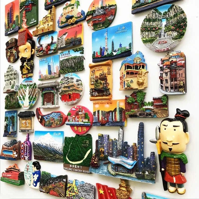 China Fridge Magnets HongKong Beijing Shanghai Nanjing Xian Cities Tourist Souvenirs Refrigerator Stickers Magnetic Home Decor
