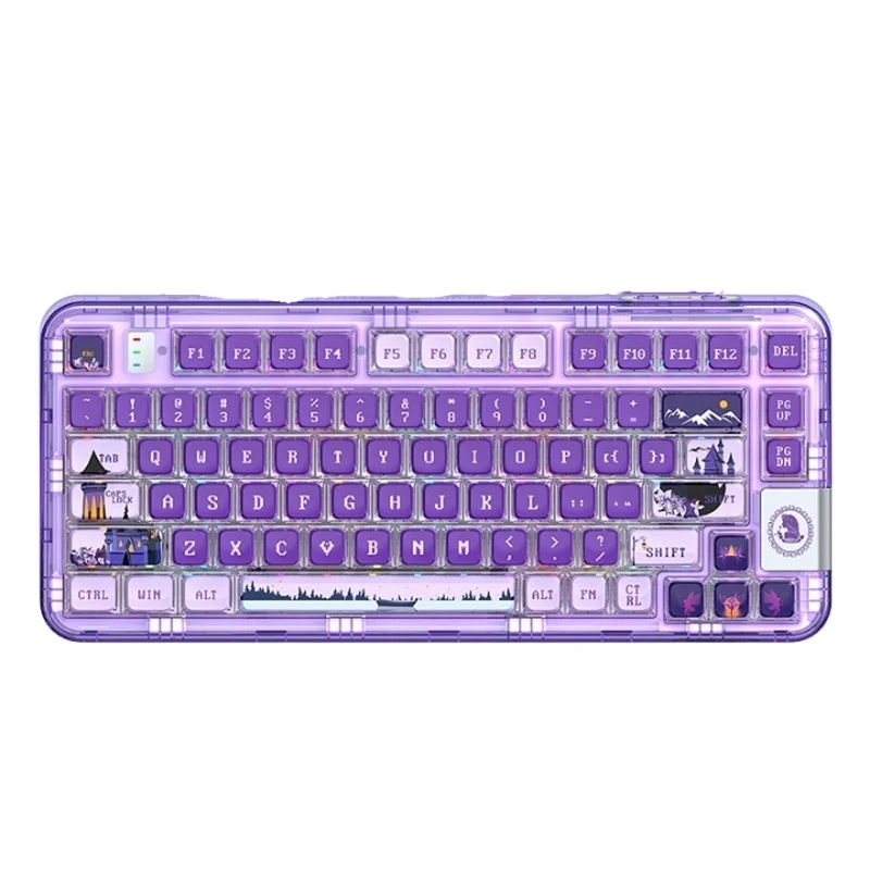 Imagem -05 - sem Fio Rgb Fairy Tale Game Office Teclado Teclado Mecânico Kawaii Assassino Legal Hot Plug Bluetooth 2.4g Roxo Presente de Natal Ck75