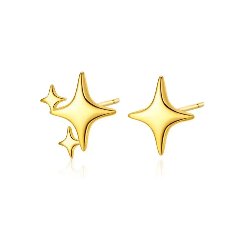 ZAKOL Fashion Silver Color AB Style Asymmetric Star Earrings for Women Super Fairy Stud Earring Simple Jewelry