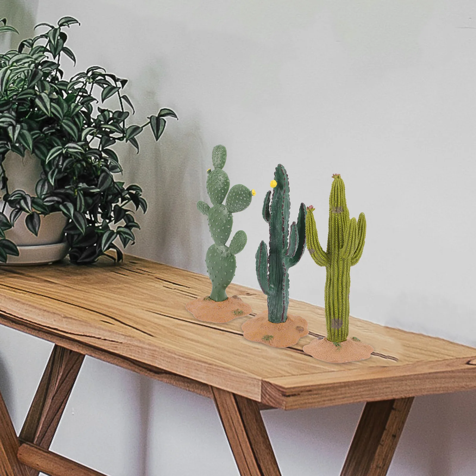 

3pcs Faux Decor Artificial Ornament Fake Mini Plants Mini Cactus Decors Tabletop Office Home Car Decoration Pvc Miniature Cactus