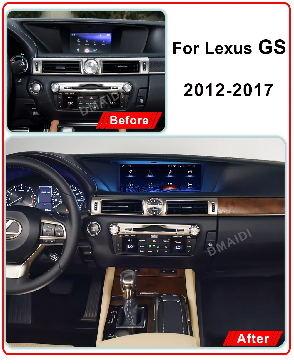 Qualcomm Android 12 GPS Navigation Wireless CarPlay Auto For Lexus GS 200 250 300 350 450 2012-2017 Car Multimedia Video Player