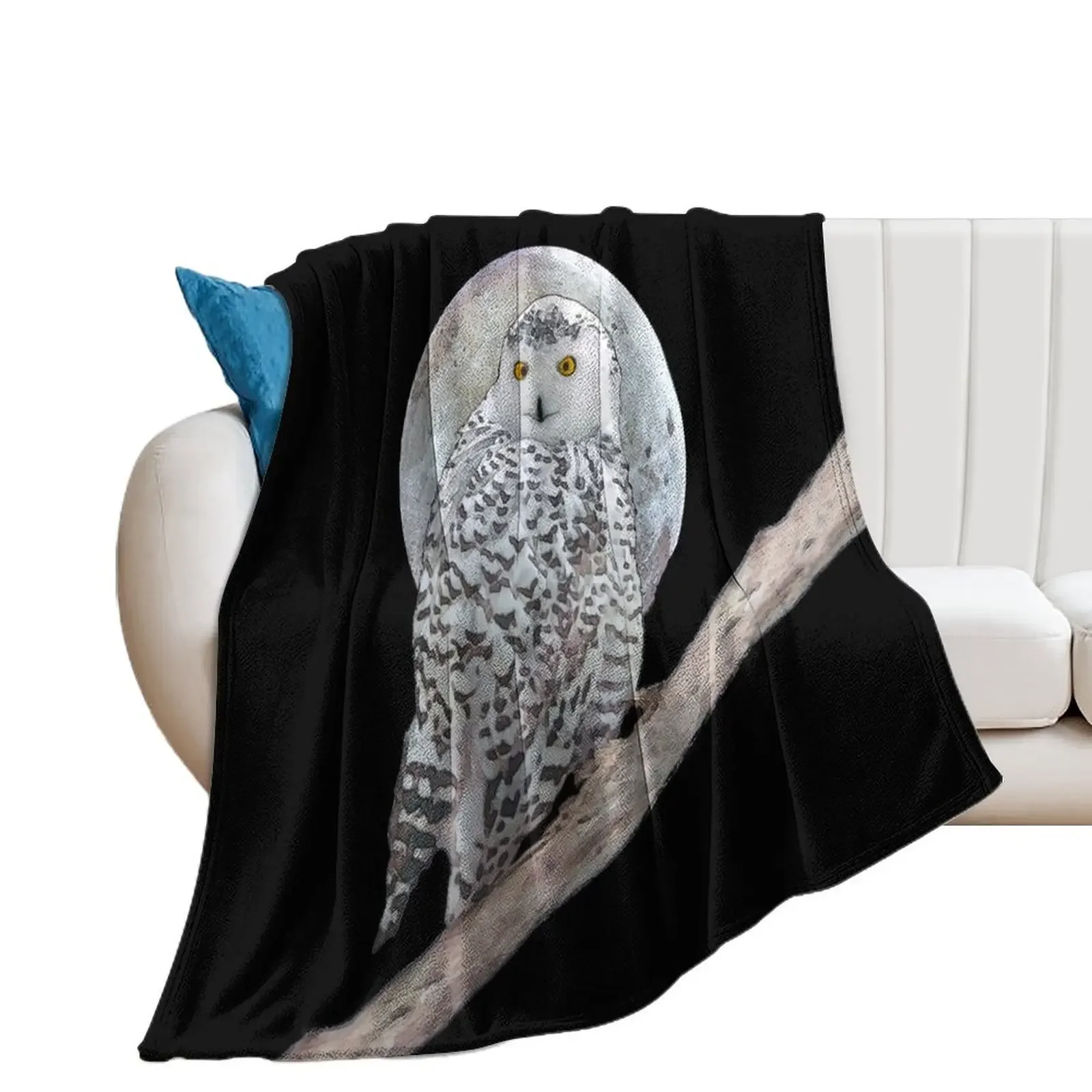 

Snowy Owl and Moon Throw Blanket Flannels Soft Beds Decorative Sofas Blankets