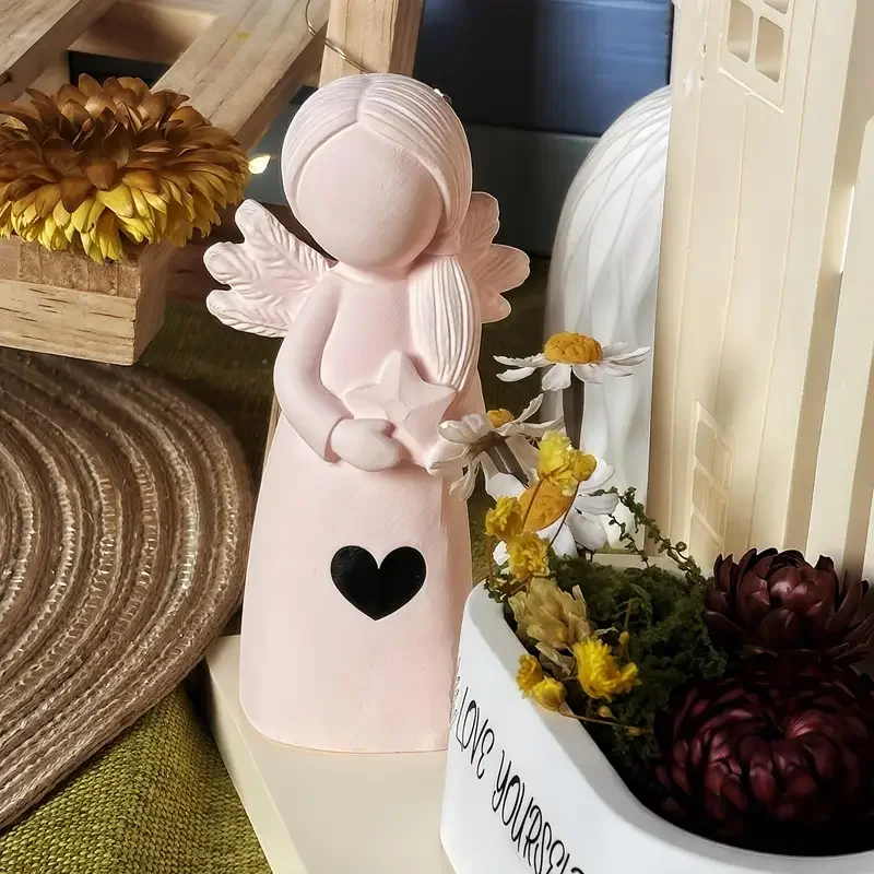 Stereoscopic 3D Angel Candle Mold with Wings Praying Angel Holding Love Holding Star Angel Plaster Silicone Moulds Ornaments