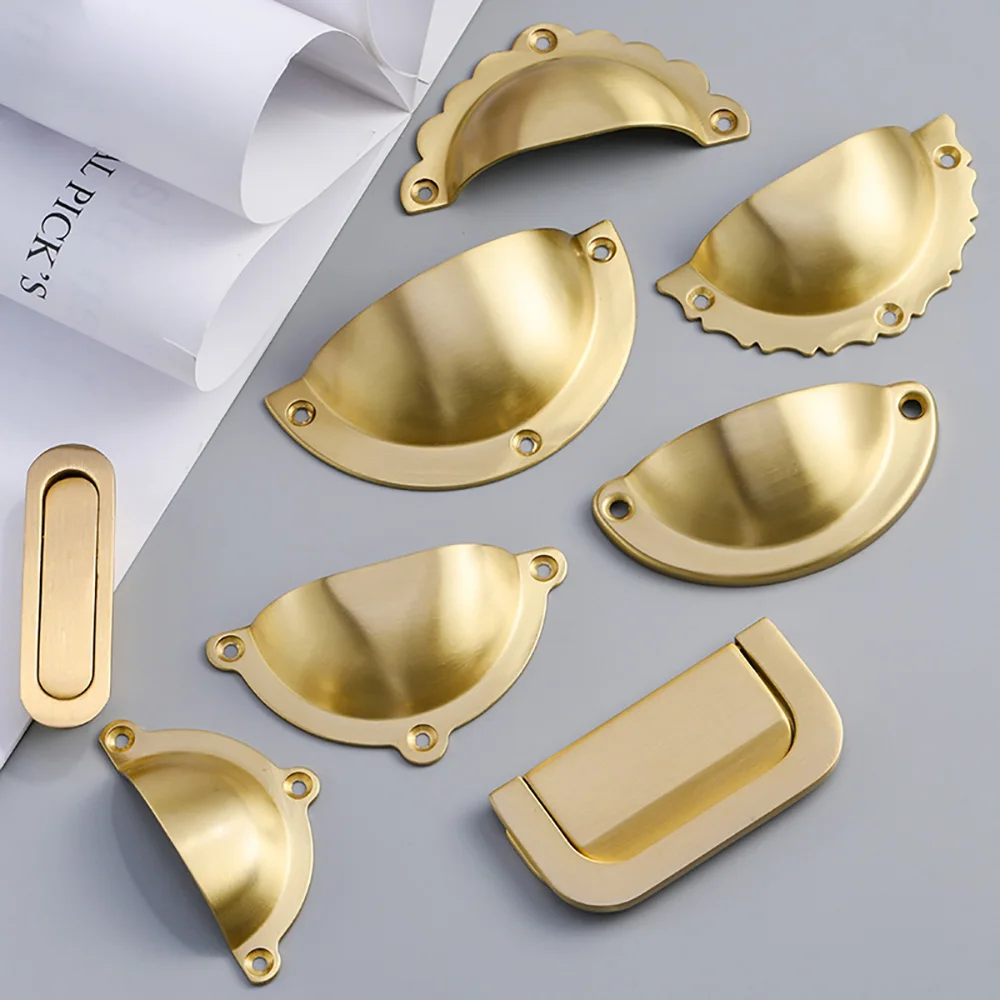 Cupboard Invisible Handles Brass Cabinet Pulls Handle Drawer Knobs High Quality Furniture Handles Furniture Hardware