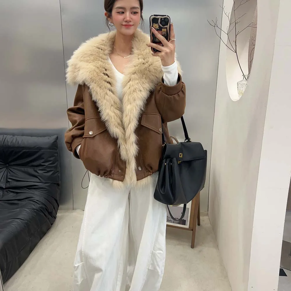 2025 chaud manteau de fourrure femmes automne hiver en vrac épaissir duvet d'oie en peluche coton manteau nouvelles femmes fourrure de renard vêtements d'extérieur