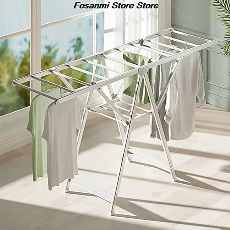 

Aluminum Alloy Clothes Drying Rack Foldable Portable Laundry Rack 50KG Load For Outdoor Balcony Quilt Drying Home Use Space