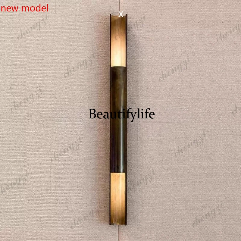 DD182Retro cylindrical bronze wall lamp, American wall lamp, villa living room background custom mirror headlamp