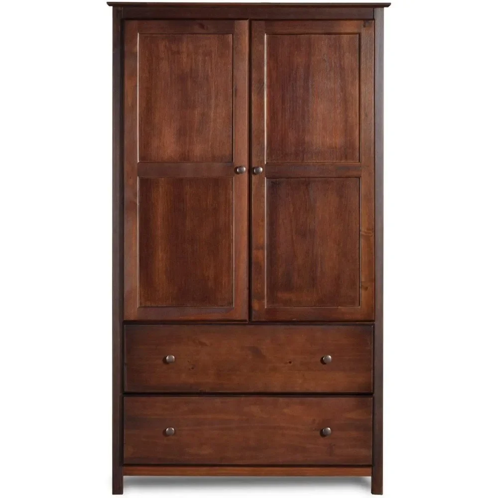 

Grain Wood Furniture Shaker 2-Door Wardrobe, Solid Wood with Cherry Finish