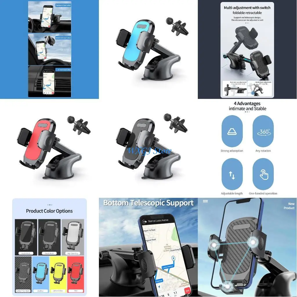 

37JE Gooseneck Phone Holder Stand Cradle for Car Dashboard Bracket Universal Fit