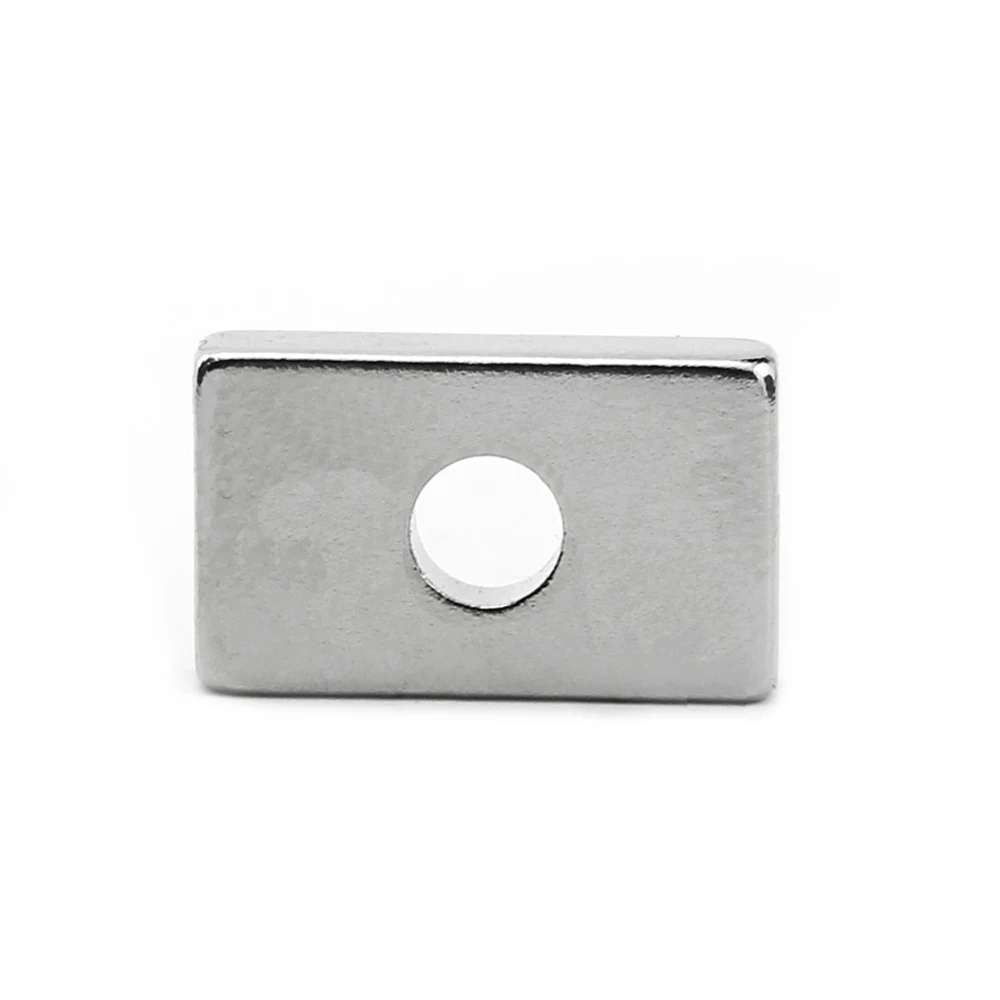 100pcs 20x15x5mm hole:5mm Block NdFeB Neodymium Magnet N35 20x15x5-5 mm Super Powerful Permanent Magnetic