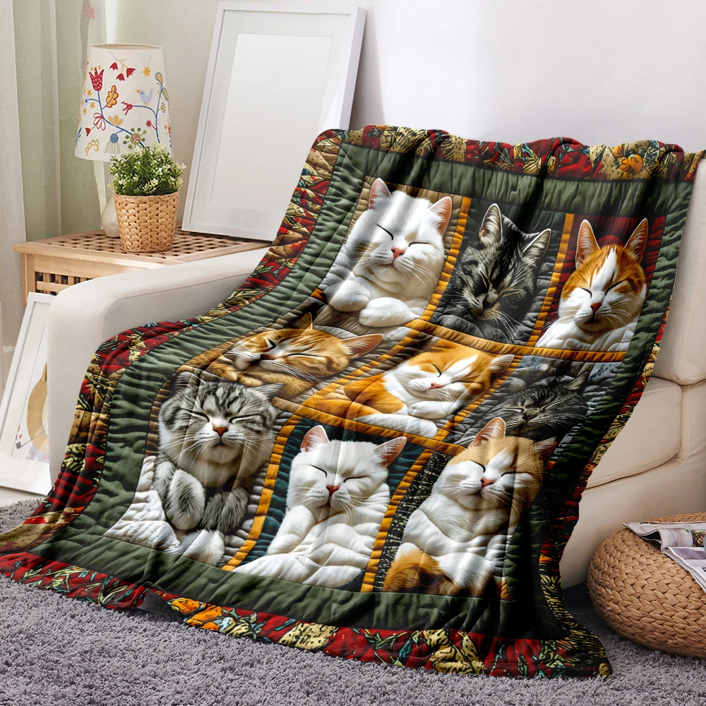 Cozy Cat Lover's Plush Fleece Throw Blanket - Perfect for Sofa Naps, Office Breaks & Christmas DecorCozy Cat Lover's Plush Fleec