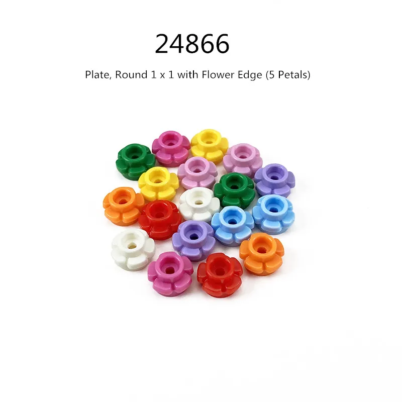 1 Pcs Buildings Blocks 24866 Plate Round 1 x 1 with Flower Edge 5 Petals Collections Bulk Modular GBC Toy For High-Tche MOC Set