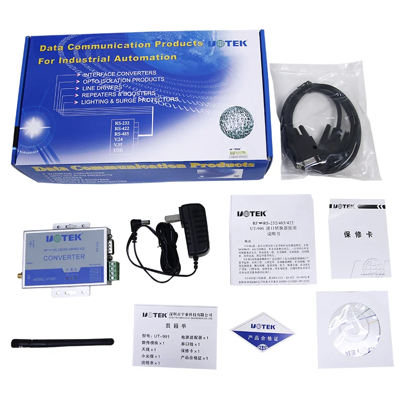 Uotek 433mhz transportadora para RS-232/485/422 conversor de transmissão de dados sem fio módulo de comunicação sem fio industrial UT-901