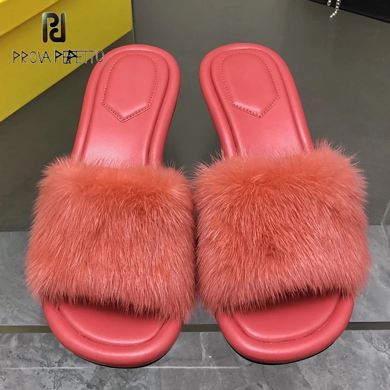 

Exquisite Brand Name Fur Slipper Shoe Squared Metal Heel Top Quality Blue Pink Runway Sapatos Mujer Designer New Fashion Shoe