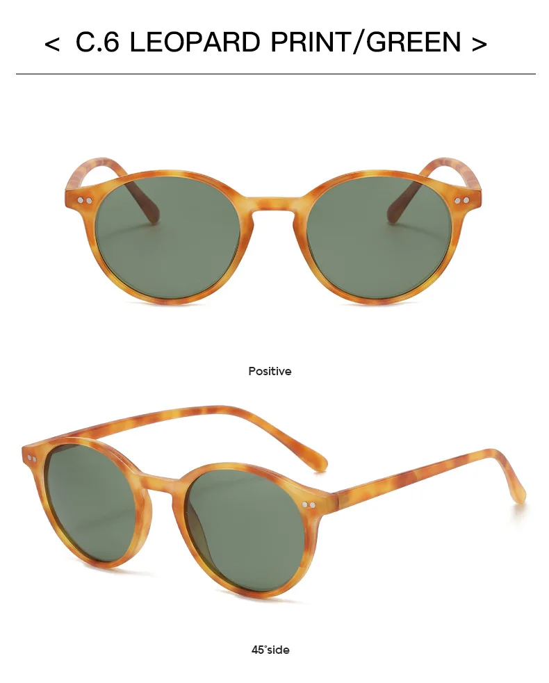 Retro runde polarisierte Sonnenbrille Männer Frauen klassische Leoparden rahmen Sonnenbrille Mode schwarz fahren männliche weibliche Brille uv400 – Detail 19