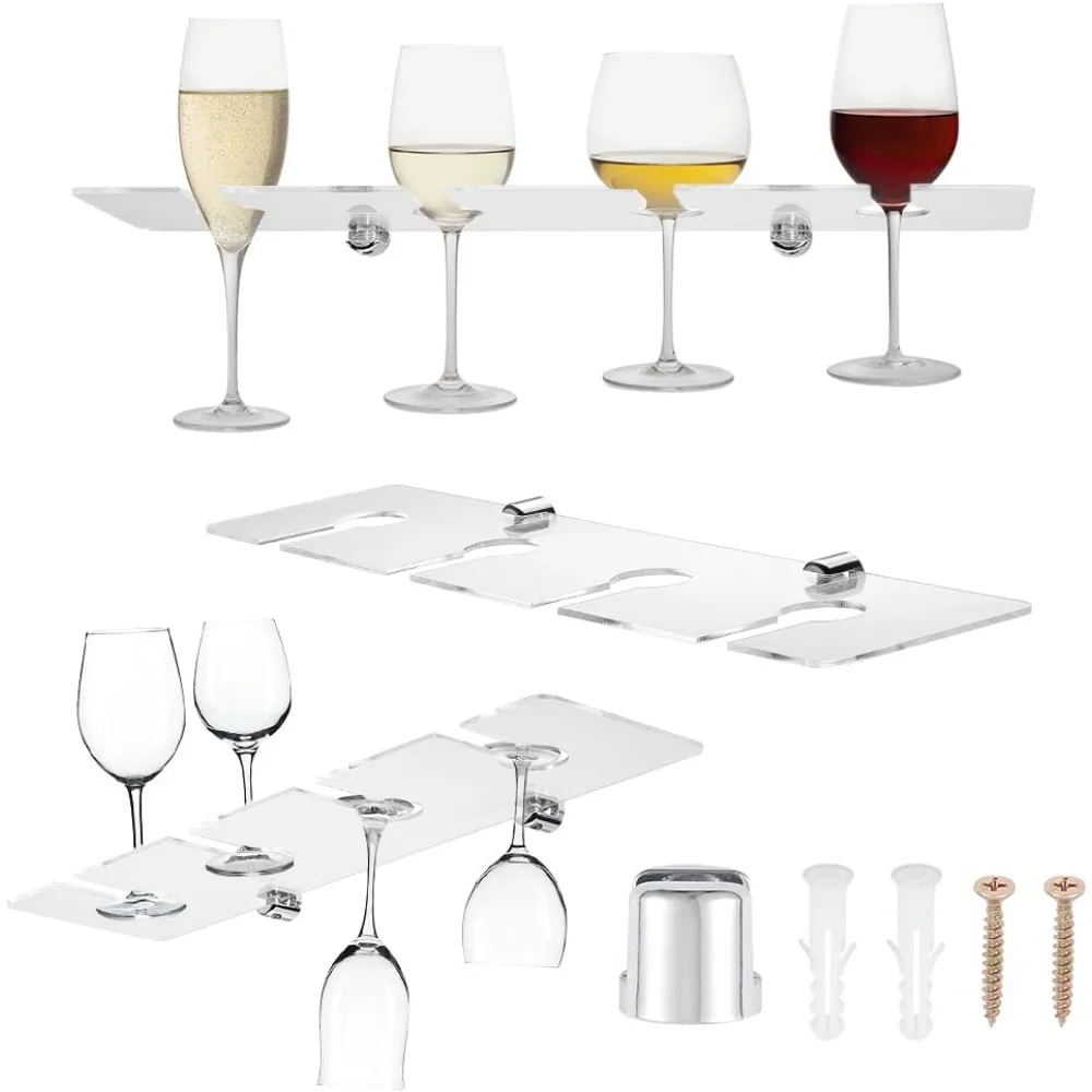 Acrylic Wine Glass Holders Wall Mounted Clear Wine Glass Storage Rack for 4 Glasses Champagne Wall Holder Under making kit