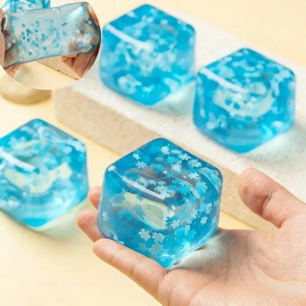 ！！Soft Squishy Snowflake Ice Cubes Slow Rising Sensory Fidget Toy Ice Cubes Stress Relief Squeeze Toy Hand Exercise Calming Tool