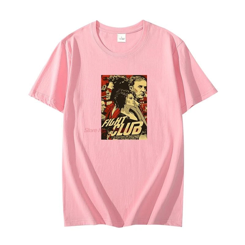 Cool fight club movie poster funny Retro graphic t shirts Tee Top short sleeve t-shirts oversized t shirt Summer Men's clothing