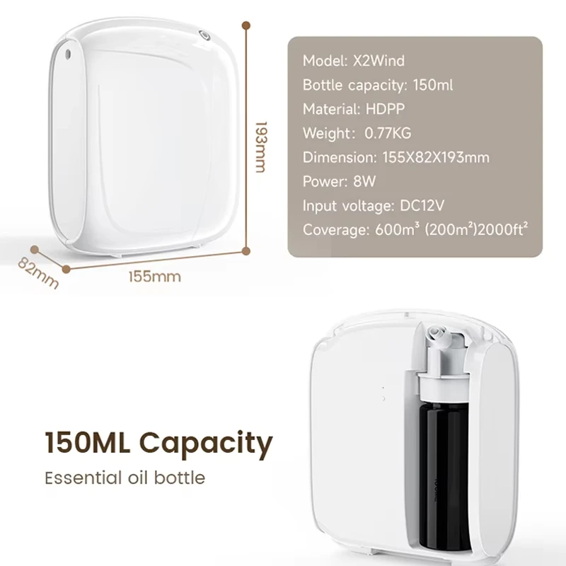 Distribuidor de aroma com controle remoto por aplicativo X2-Wind Plugue de parede 200 ㎡   Máquina difusora de perfume ambientador sem água para hotel