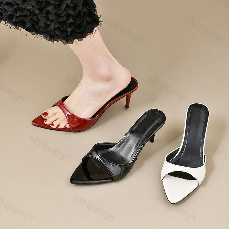 Women's High Heels Summer Slippers Women Sandals Fashion Classic Pointy Open Toe Stiletto Heels  2025 High-heeled Slippers